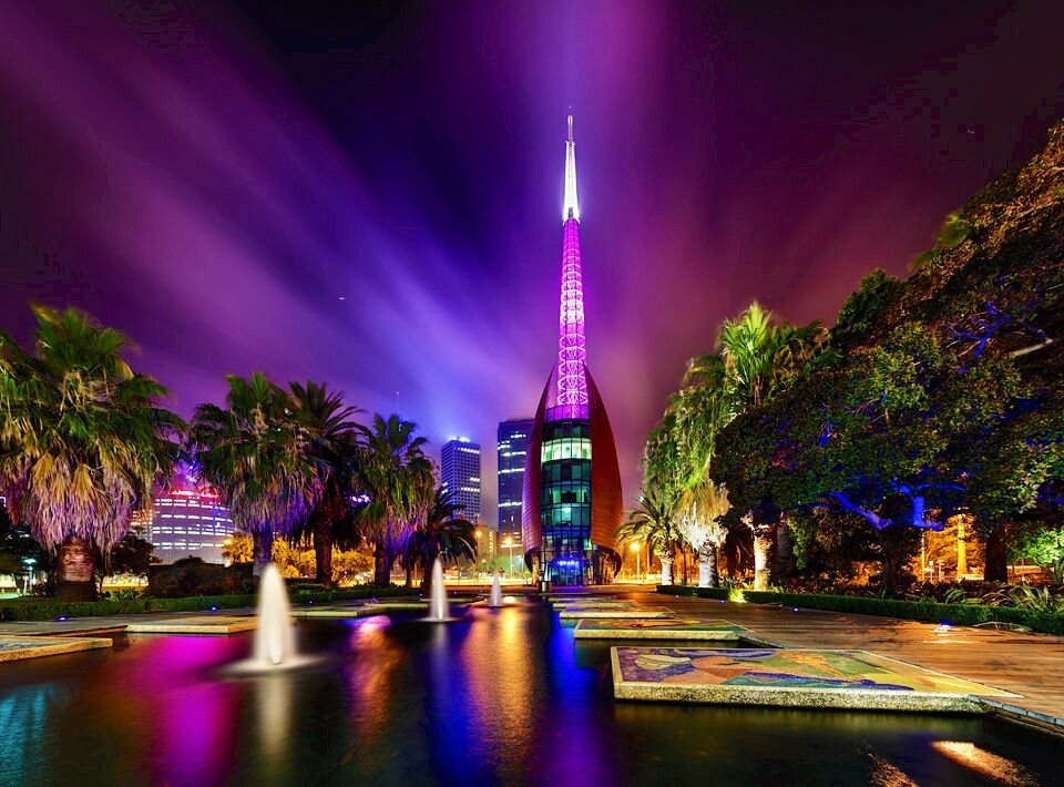 Perth Bell Tower Lights Up Teal for PMDD Awareness - Top Tourist Attractions In Perth, Australia