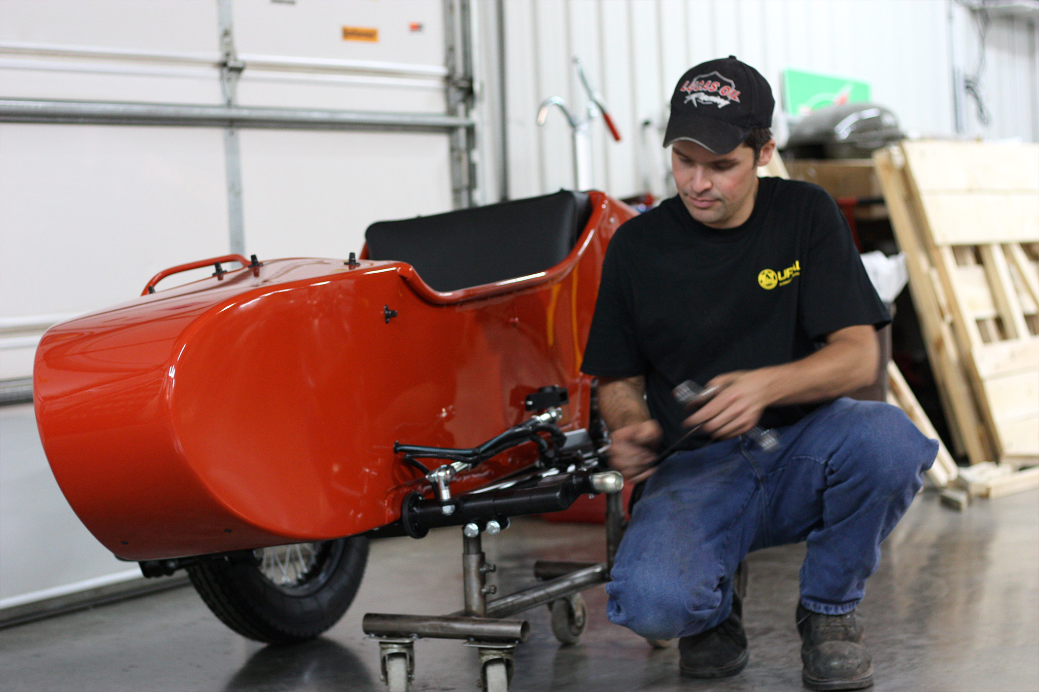 Jon prepping the sidecar for installation.