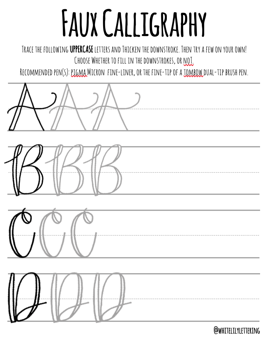 Featured image of post Faux Calligraphy Alphabet Practice Sheets / Includes a free calligraphy worksheet for practice.