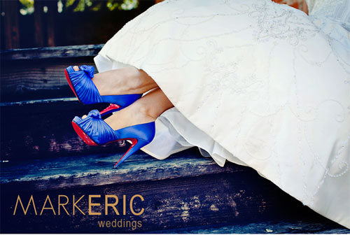 bright blue shoes wedding