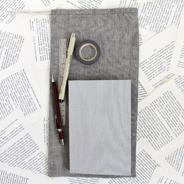 long stitch bullet journals with recycled brown pages and cloth covers - by Kaija Rantakari / paperiaarre.com