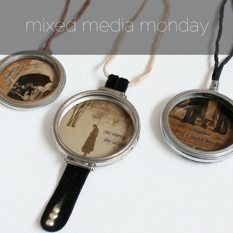 mixed media watch case pendants by Kaija Rantakari, 2016 - www.paperiaarre.com