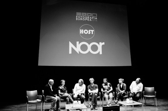 Lars Boering moderated NOOR Night with photographers Benedicte Kurzen, Jon Lowenstein, Kadir van Lohuizen, Pep Bonet, Andrea Bruce, and Francesco Zizola.