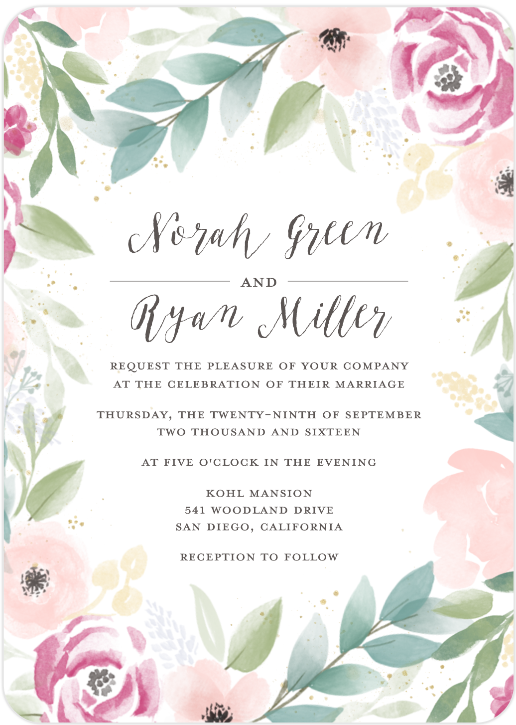 mixbook boho floral wedding invitation