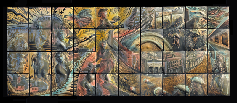 Natalie-Blake-Studios-2014-Noonday-Sun-#2-Mural-ceramic-6'h-x-15'w-Tampa,FL-Circa-1920-1967