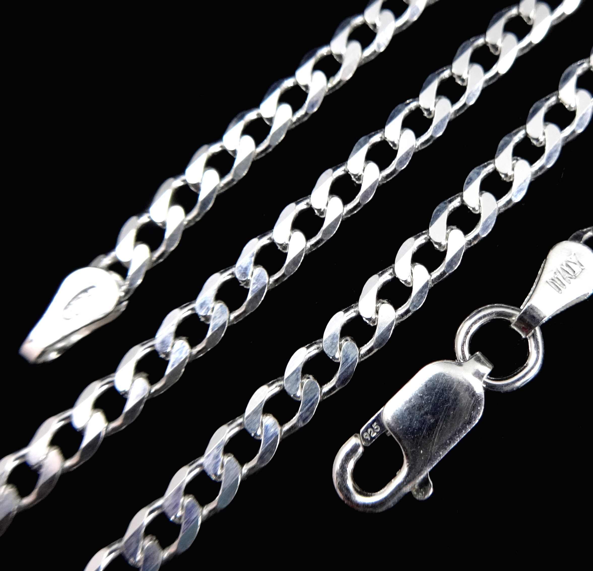 NYC Sterling Chain Necklace 3MM Sterling Silver .925 Curb Link For Men And Women Made In Italy 