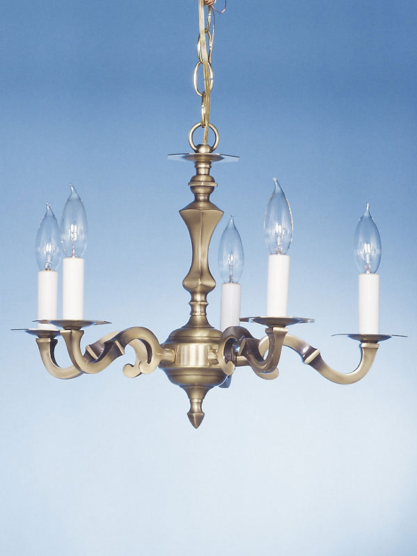 5-Arm Antique Brass Chandelier | Tomlin Lighting, Inc.