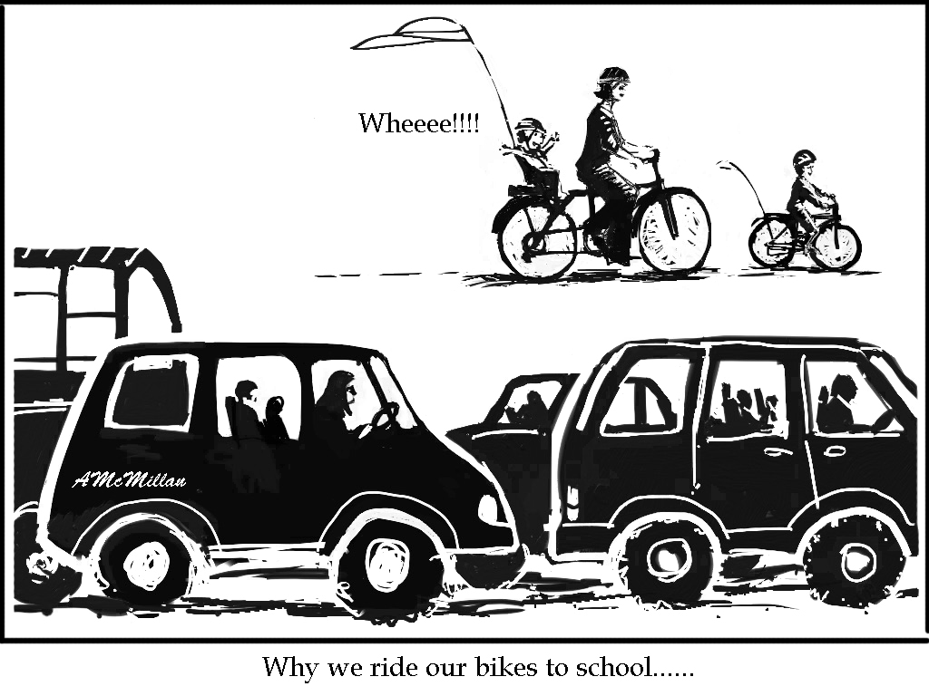 why we ride bikes to school..