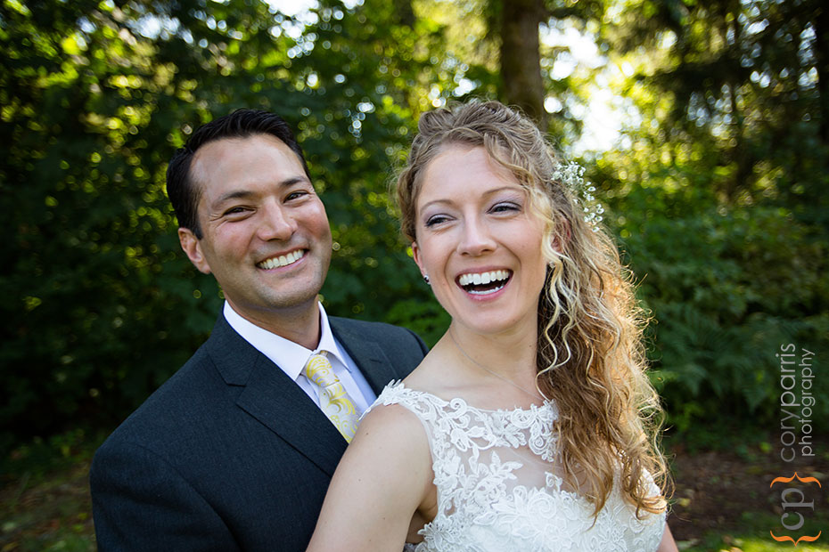 wedding couple laughing during portraits