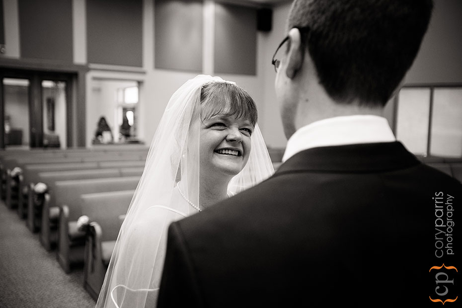 bride and groom seeing each other for the first time