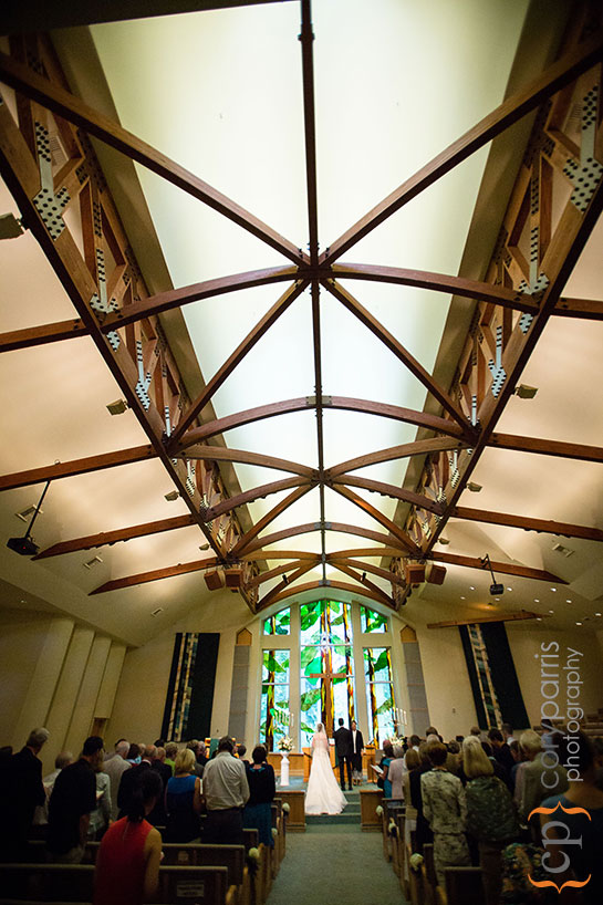 beautiful interior of the Bothell United Methodist Church during a wedding ceremony