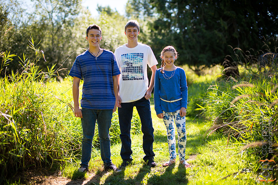 portrait of three kids in woodinville