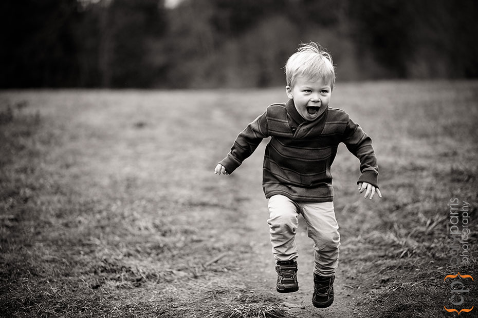 Jumping little boy portrait