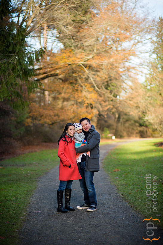 winter family portrait at the washington park arboretum