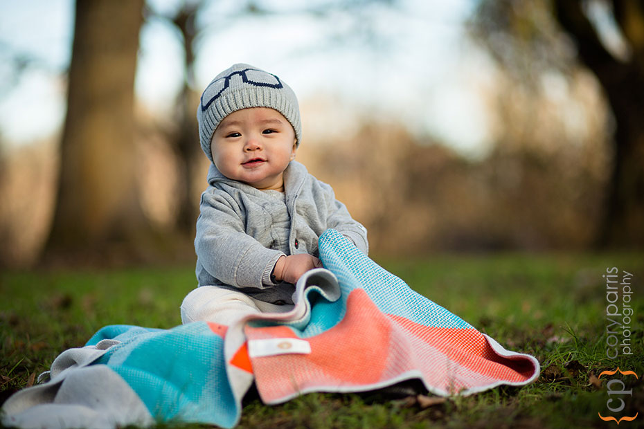 Baby boy portrait at the park
