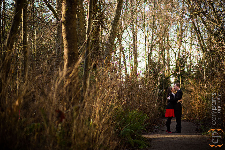 engagement portrait in the woods