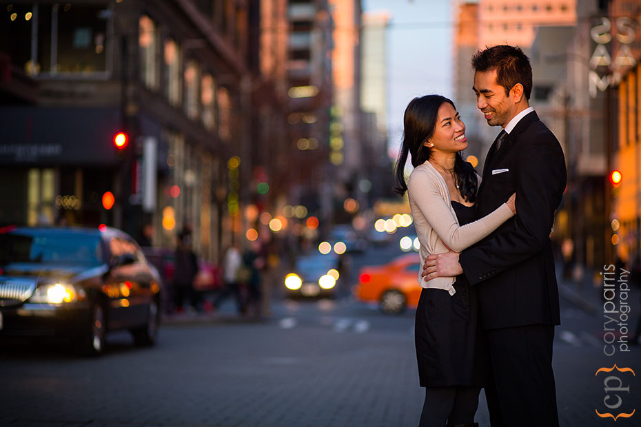 engagement portrait in downtown Seattle