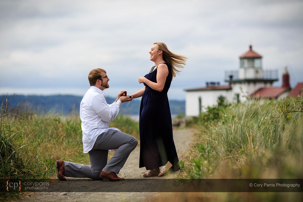 Proposal at Discovery Park in Seattle