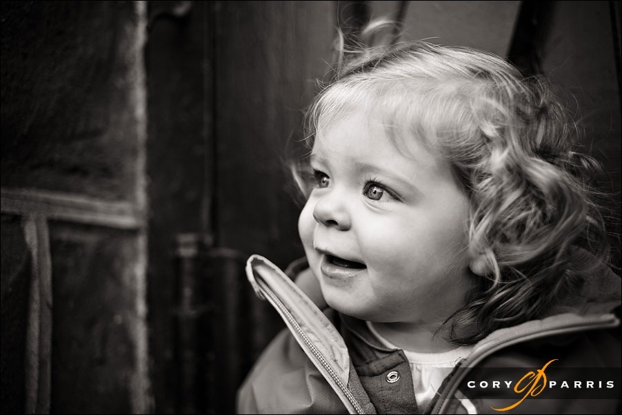 beautiful little girl in b&w portrait by cory parris