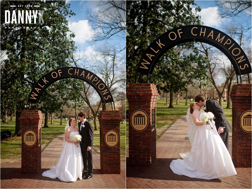 Wedding Photography of Emily Gasson and Josh Lawrence at the Walk of Champions on campus of Ole Miss