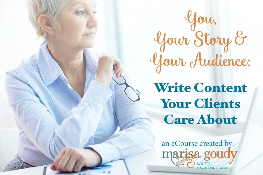 You, your story, and your audience ecourse for therapists, healers, and coaches by writing coach Marisa Goudy