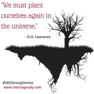 We must plant ourselves again in the universe DH Lawrence #365StrongStories by Marisa Goudy writing coach for healers, therapists, clinicians