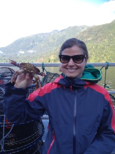 Amber is "the crab whisperer" calmly throwing back the by-catch