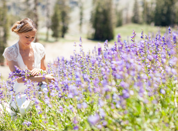 Bride in lavender field