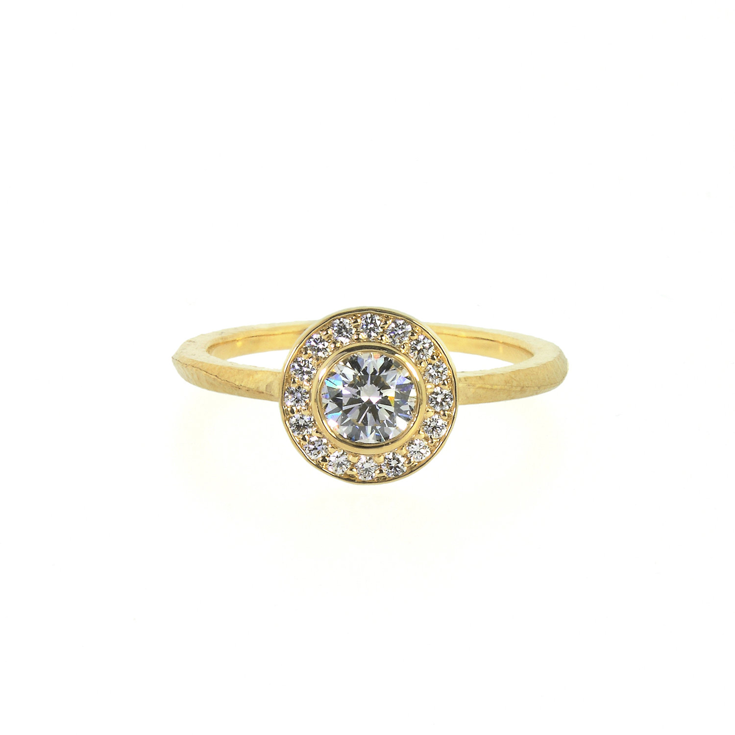 Round Brilliant Diamond Halo Wave Ring — Patrick Mohs Jewelry