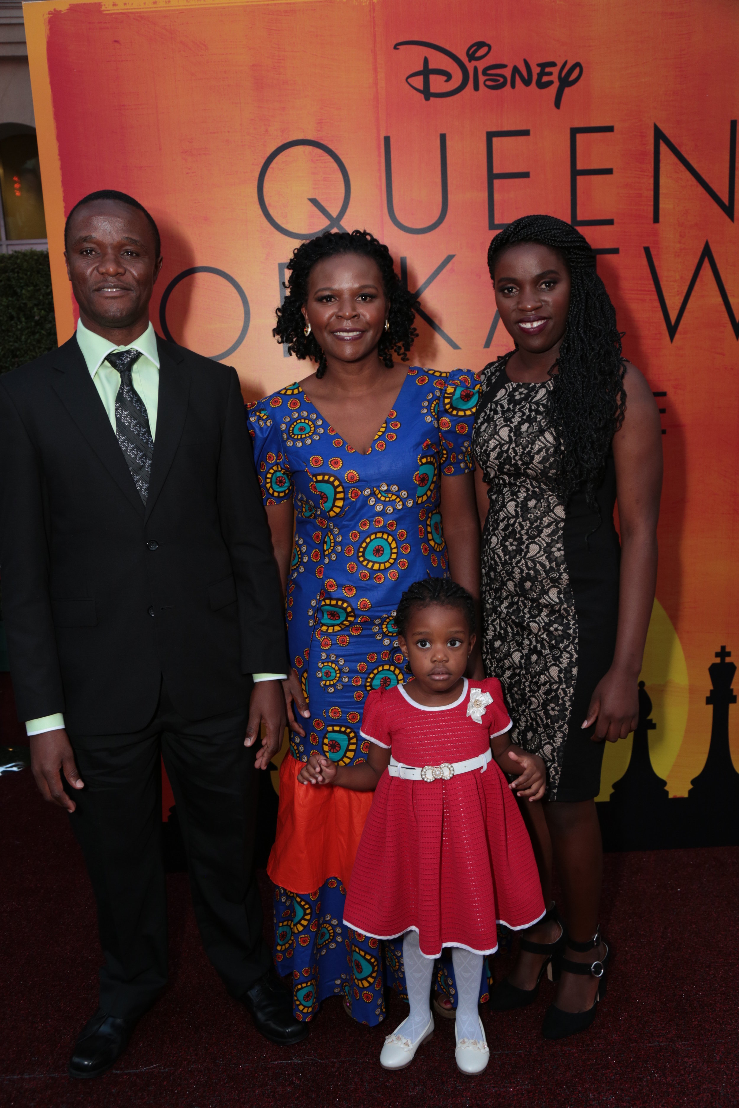 Robert Katende, Sara Katende, Phiona Mutesi and Hope Katende arrive at the U.S. premiere of Disney's Queen of Katwe at the El Capitan Theatre in Hollywood, CA on Tuesday, September 20, 2016. (Photo: Alex J. Berliner/ABImages)
