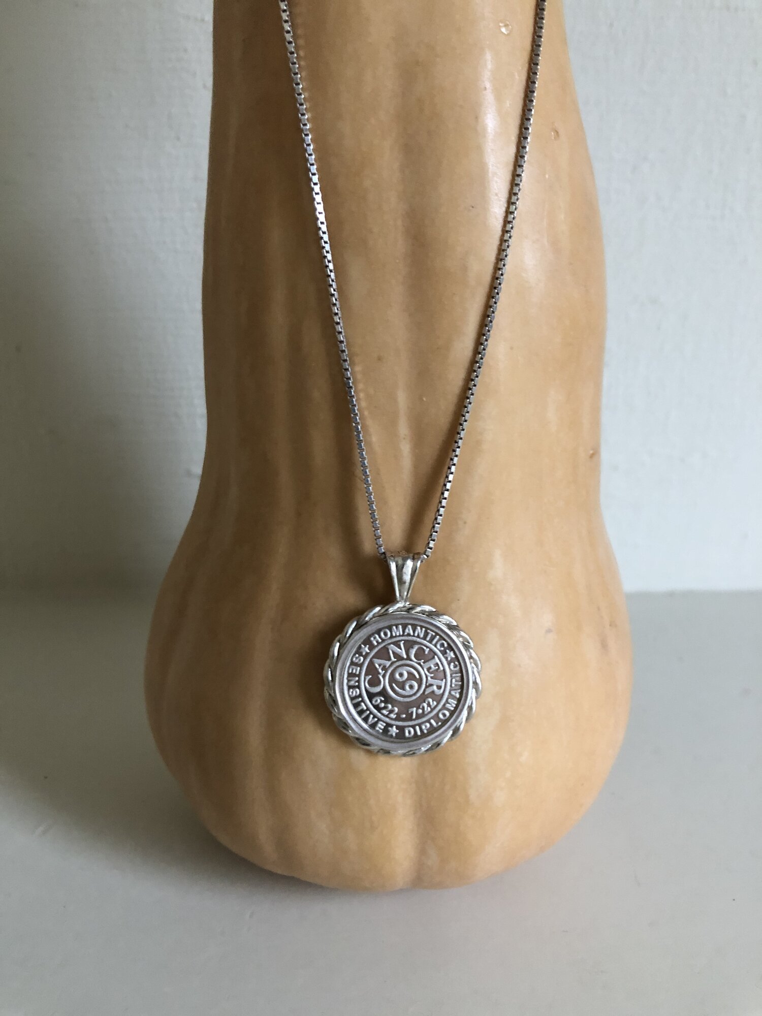 West Coast Jewelry Sterling Silver Polished Antique Finish Cancer Horoscope Pendant 