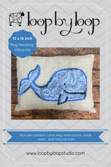 DIY Rug Hooking Pillow Kit - Smiling Whale Complete Rug Hooking Kit - Make  Your Own 12 x 16 Inch Linen Pillow — loop by loop studio