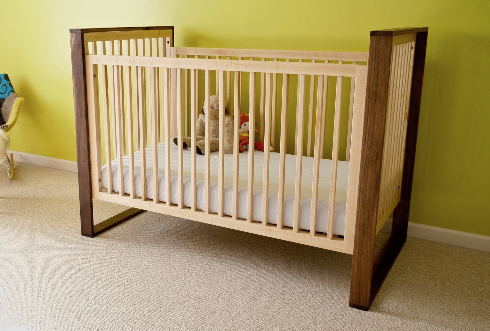 walnut baby crib