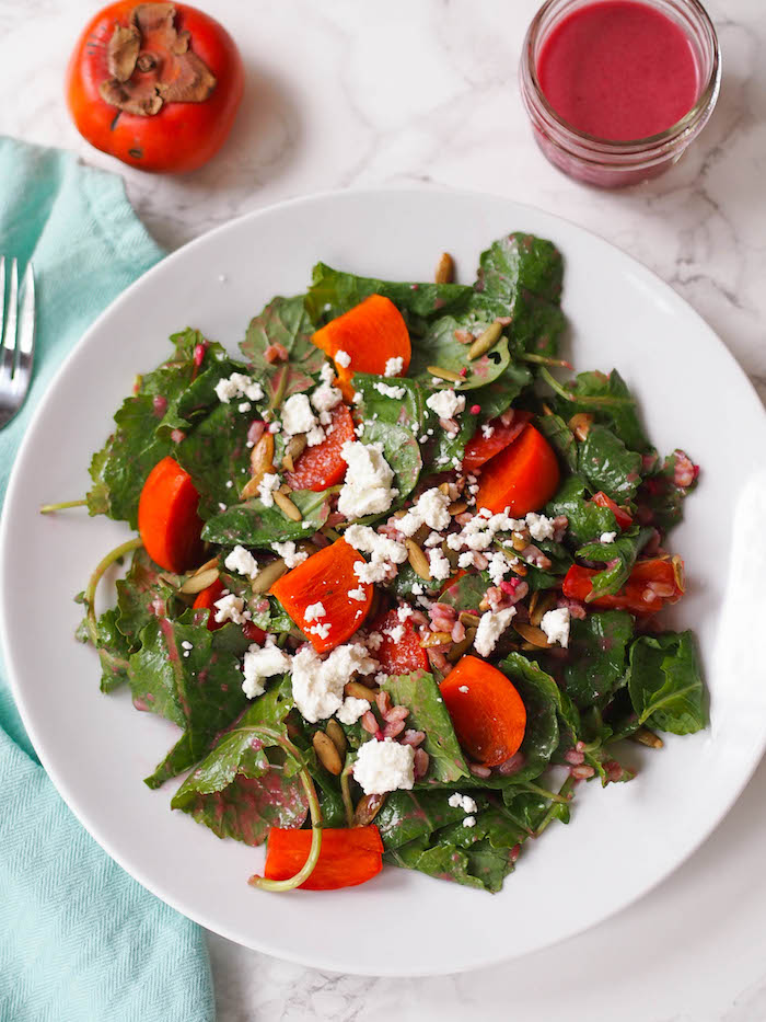 Persimmon Kale Salad with Pomegranate Dressing — Registered Dietitian Columbia SC - Rachael Hartley Nutrition