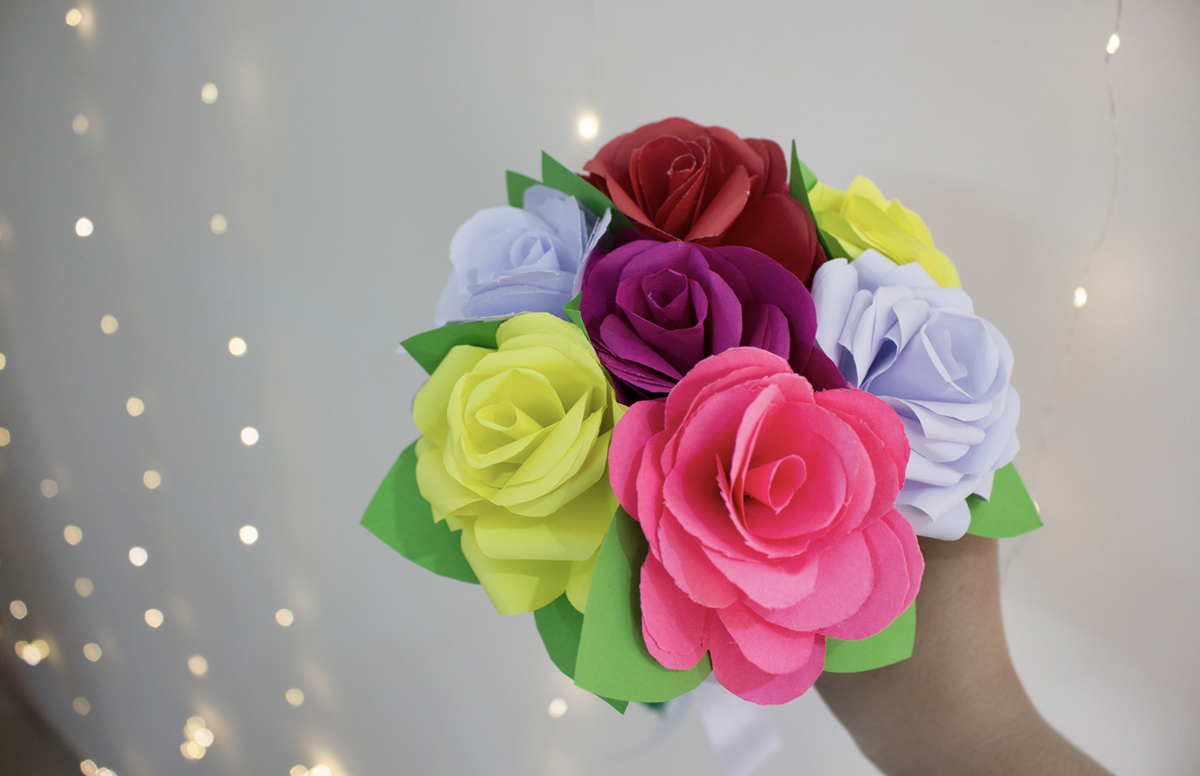 DIY Paper Flower Bouquet (flower arranging) 