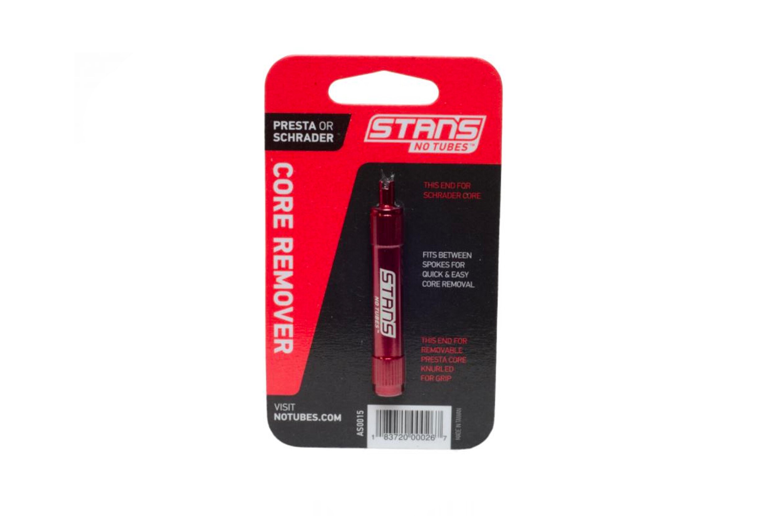 NoTubes Presta & Schrader Valve Core Remover Stans Core Removal Tool Red 