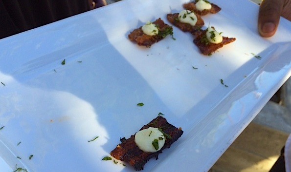 More, please? Best.appetizer.ever, this was candied bacon "cracker" with feta, herbs and grapefruit