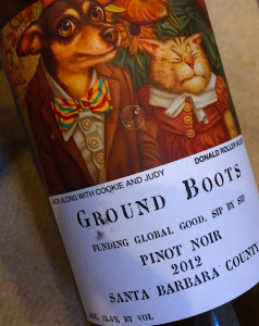 The purchase of one bottle of Ground Boots' pinot noir will fund spaying or neutering and vaccinations for three dogs or cats