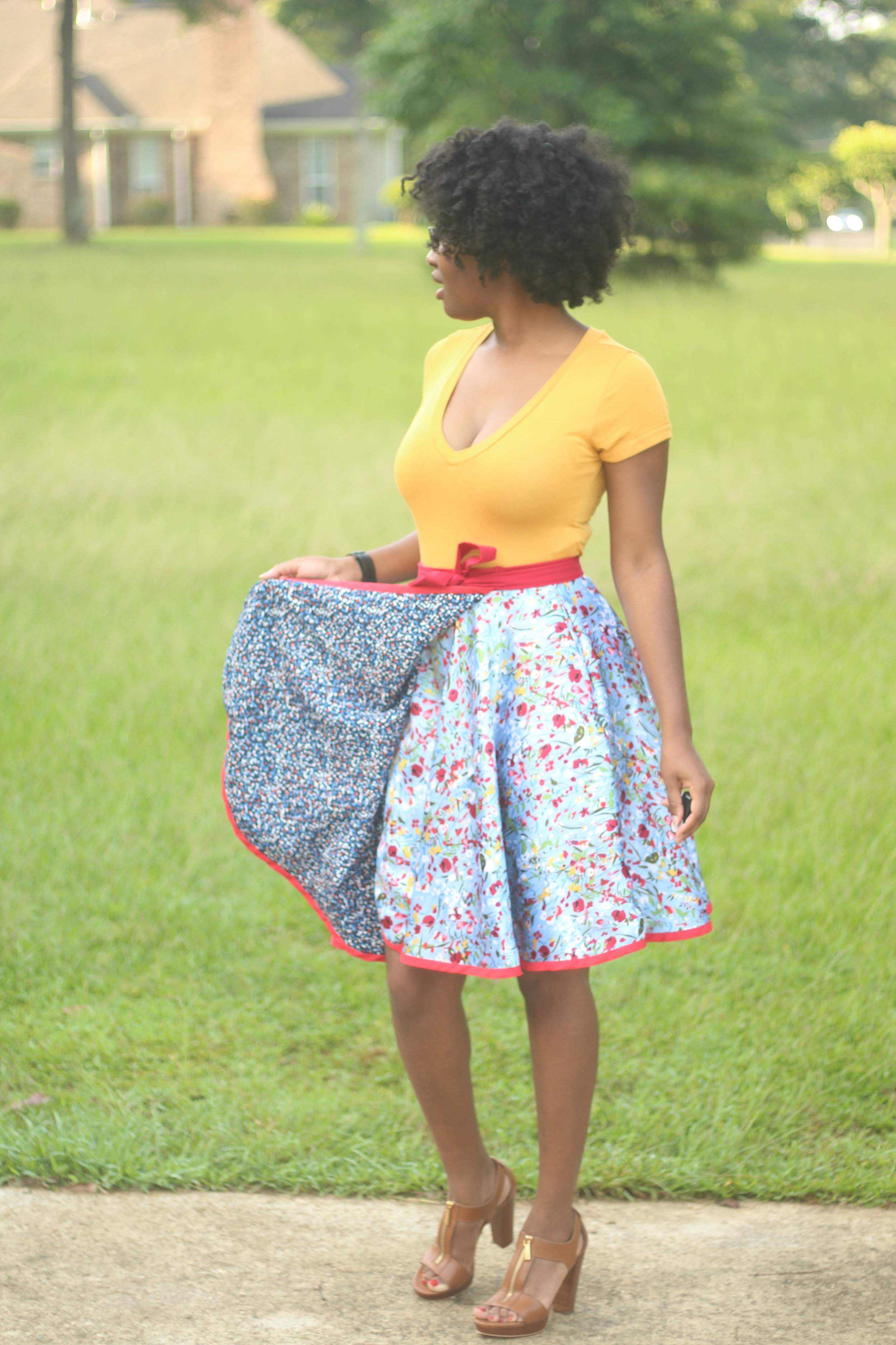 Gugi Reversible Classic Wrap Skirt With Pocket summer skirt Printed skirt Short Skirt