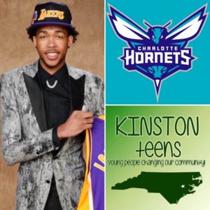Brandon Ingram, Kinston Teens and Charlotte Hornets logos