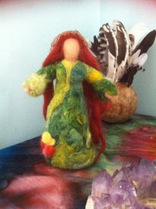 Brigid, Celtic Goddess of Fire Needle Felted Doll, Pure Wool