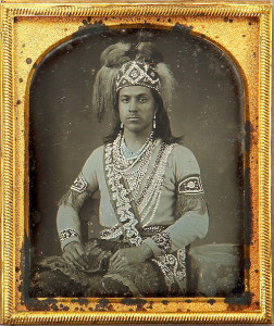 ca. 1852, [daguerreotype portrait of an Iroquois man, probably Seneca, with applied hand-gilt detail] via Heritage Auctions