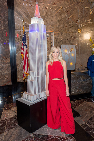 Beijing 2008 gymnastics gold medalist Nastia Liukin on scene as U.S. athletes light the Empire State Building red, white and blue // Getty Images 