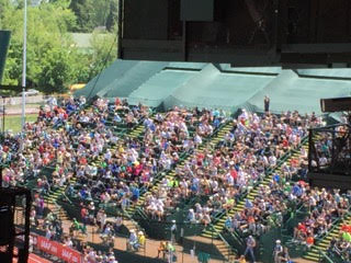 What organizers called a "sell-out": bare spots in the stands at the end of the main straightaway 