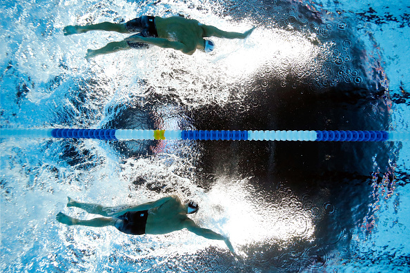 Looking up at Phelps and Lochte mid-race // Getty Images