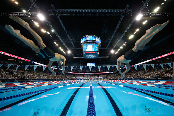 Phelps, left, and Lochte at the start // Getty Images 
