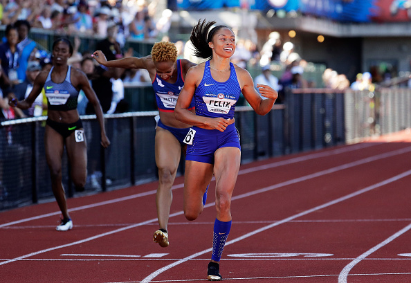 Allyson Felix running to victory in the 400 // Getty Images 