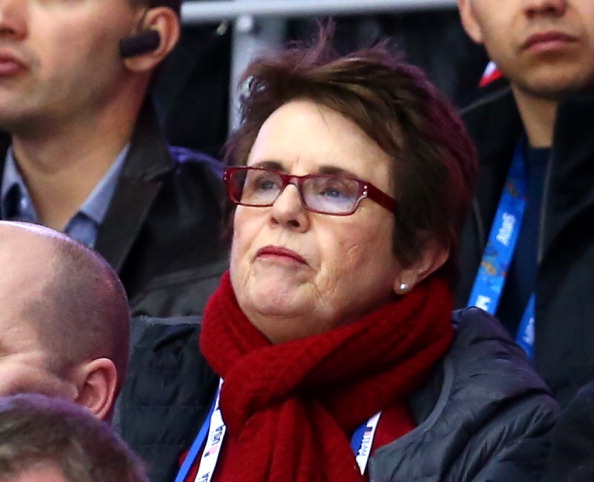 The tennis star Billie Jean King at the Sochi 2014 men's ice-hockey bronze medal game // 