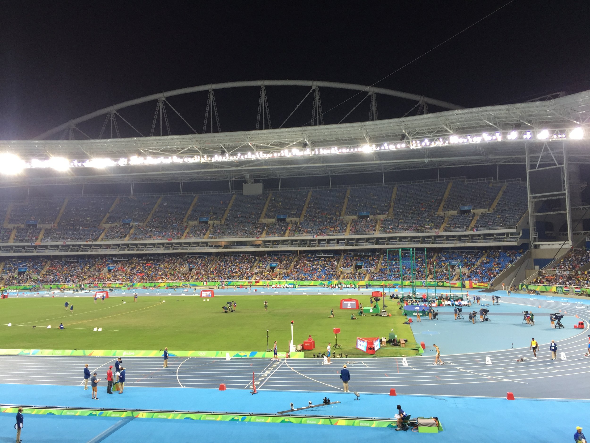 The 'crowd' in the stadium with just the women's 200 semifinals, women's 1500 final and men's 110 hurdle final to go