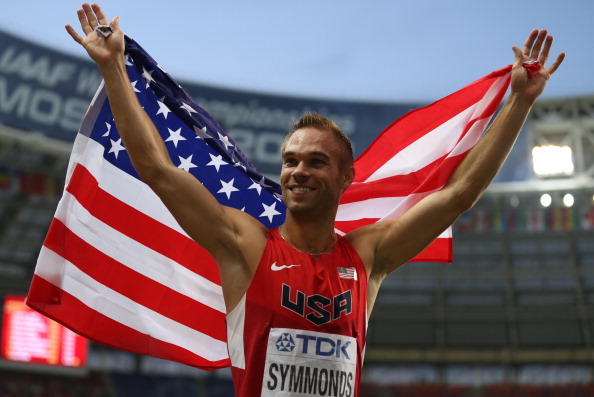 Nick Symmonds after taking silver in the men's 800 at the 2013 IAAF world championships in Moscow // Getty Images